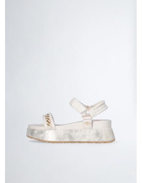 Sandali Liu Jo bianchi con platform laminato e dettaglio chain  | Mari