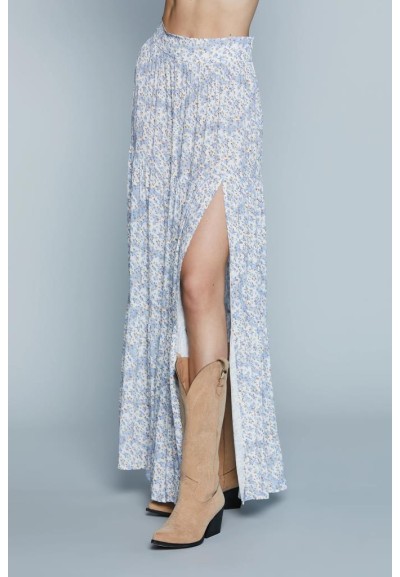 Gonna lunga ZAMORA con balze, spacco e fantasia floreale  | Mariadesol