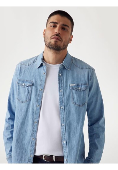 Guess Camicia jeans slim fit in cotone elasticizzato  | Mariadesole.it