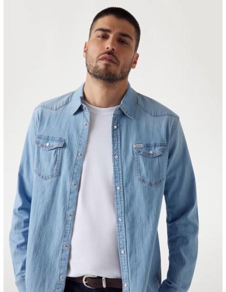 Guess Camicia jeans slim fit in cotone elasticizzato  | Mariadesole.it