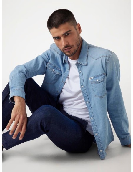 Guess Camicia jeans slim fit in cotone elasticizzato  | Mariadesole.it