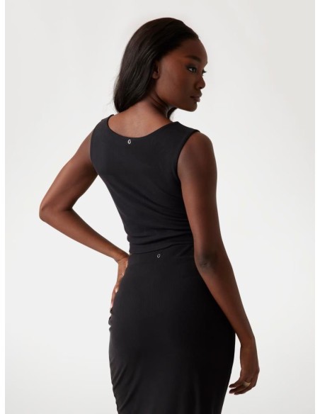 Top cropped donna senza maniche in modal con dettaglio gioiello Guess 