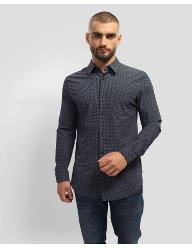 Camicia uomo Guess in tessuto stretch con motivo a rombi  | Mariadesol