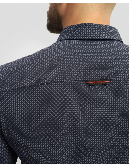 Camicia uomo Guess in tessuto stretch con motivo a rombi  | Mariadesol