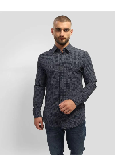 Camicia uomo Guess in tessuto stretch con motivo a rombi  | Mariadesol