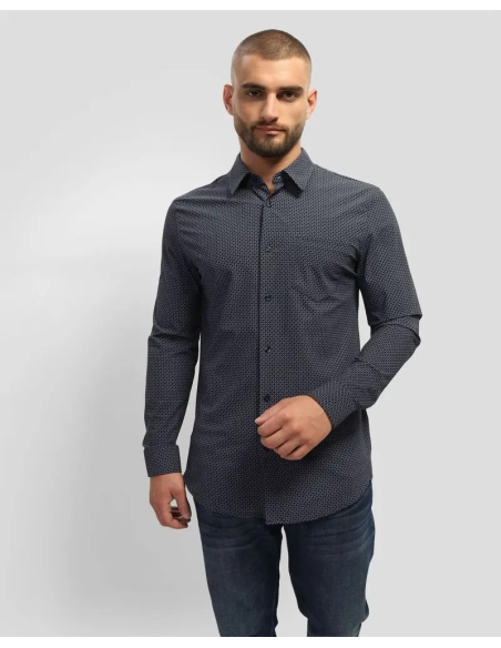 Camicia uomo Guess in tessuto stretch con motivo a rombi  | Mariadesol