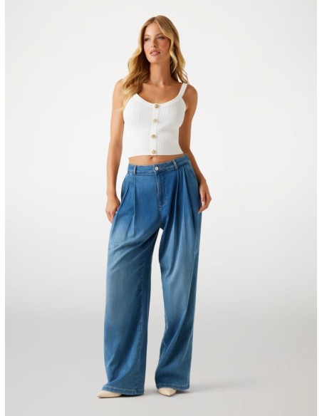 Canotta donna Guess in maglia a costine con bottoni e tasche  | Mariad