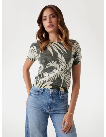 Maglia cropped Guess donna con paillettes all-over e maniche corte  | 