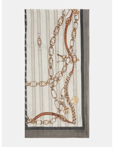 Sciarpa Guess donna con stampa cinture e catene logo 4G 90x180  | Mari