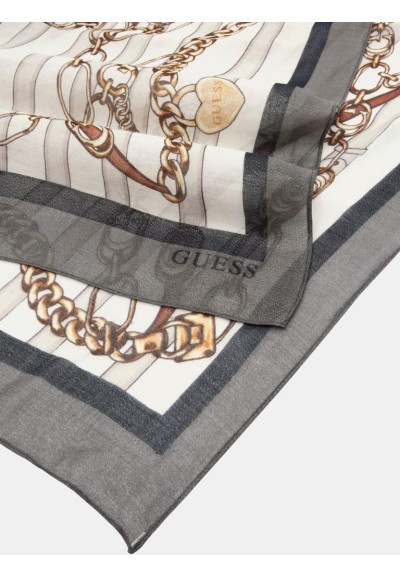 Sciarpa Guess donna con stampa cinture e catene logo 4G 90x180  | Mari