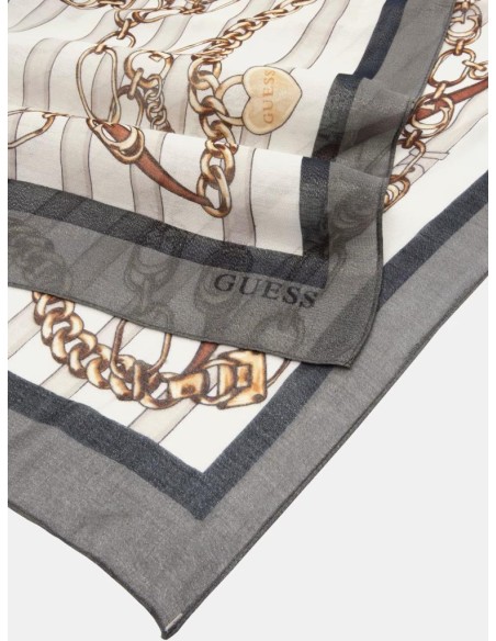 Sciarpa Guess donna con stampa cinture e catene logo 4G 90x180  | Mari