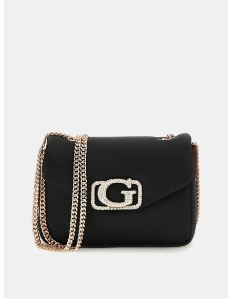 Mini tracolla donna Guess Prue in satin con scritta logo gioiello e me