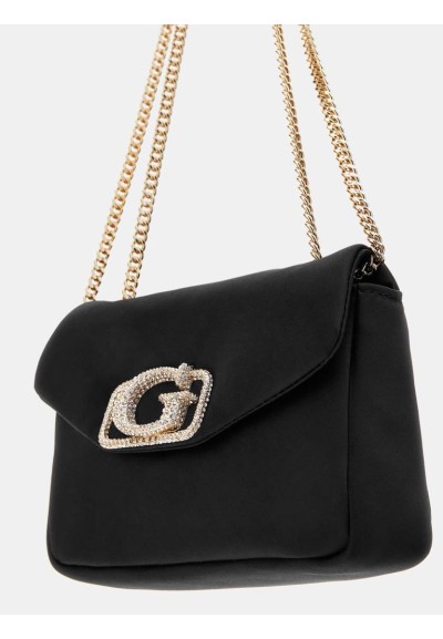 Mini tracolla donna Guess Prue in satin con scritta logo gioiello e me