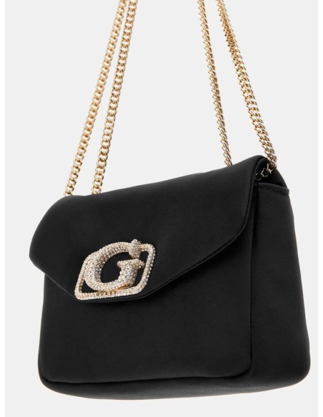 Mini tracolla donna Guess Prue in satin con scritta logo gioiello e me
