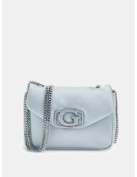 Mini tracolla donna Guess Prue in satin con scritta logo gioiello e me