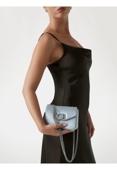 Mini tracolla donna Guess Prue in satin con scritta logo gioiello e me