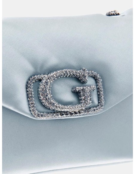 Mini tracolla donna Guess Prue in satin con scritta logo gioiello e me