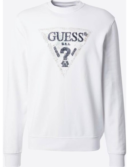 Felpa Uomo Guess in Cotone con Logo Frontale e Girocollo  | Mariadesol