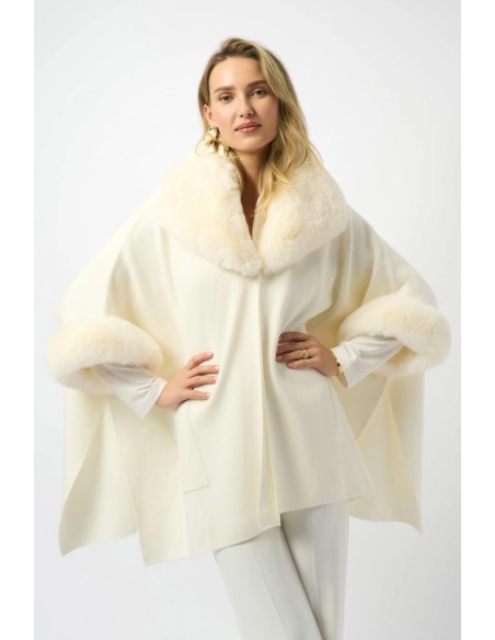 Mantella Donna Joseph Ribkoff in Jacquard Spazzolato con Collo in Pell