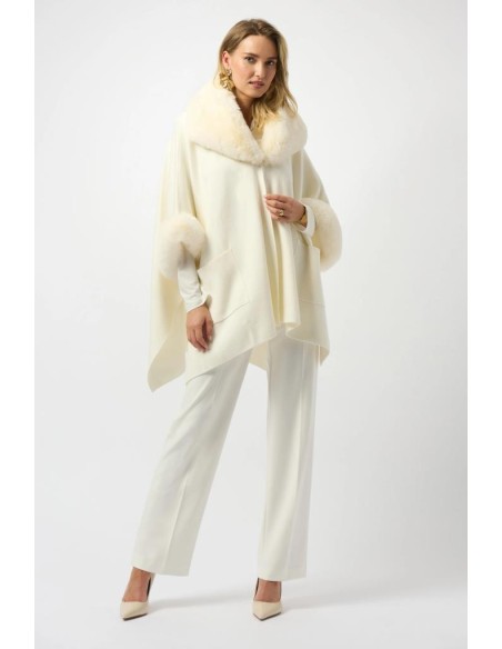 Mantella Donna Joseph Ribkoff in Jacquard Spazzolato con Collo in Pell