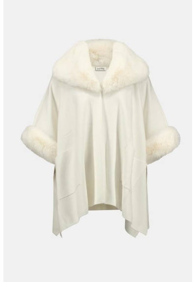 Mantella Donna Joseph Ribkoff in Jacquard Spazzolato con Collo in Pell