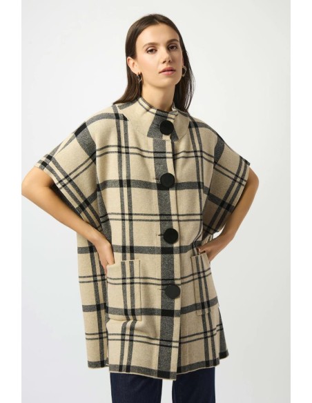 Poncho Donna Joseph Ribkoff in Maglia Jacquard a Quadri con Bottoni Oversize