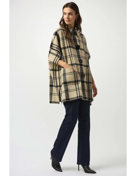 Poncho Donna Joseph Ribkoff in Maglia Jacquard a Quadri con Bottoni Oversize