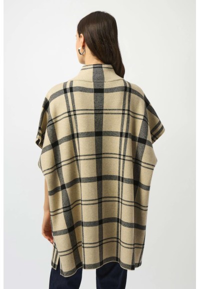 Poncho Donna Joseph Ribkoff in Maglia Jacquard a Quadri con Bottoni Oversize