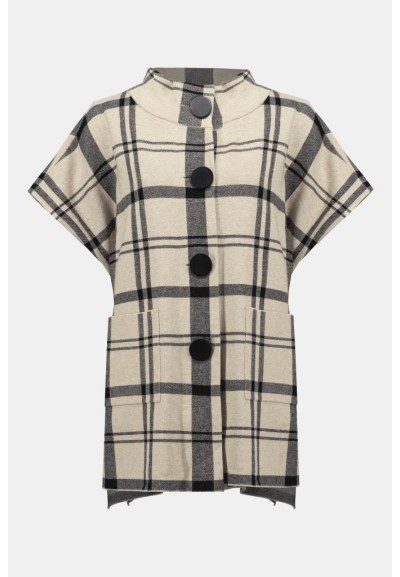 Poncho Donna Joseph Ribkoff in Maglia Jacquard a Quadri con Bottoni Oversize