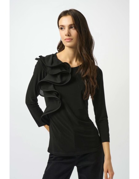 Top Aderente con Volant in Maglia Setosa Joseph Ribkoff Donna  | Maria