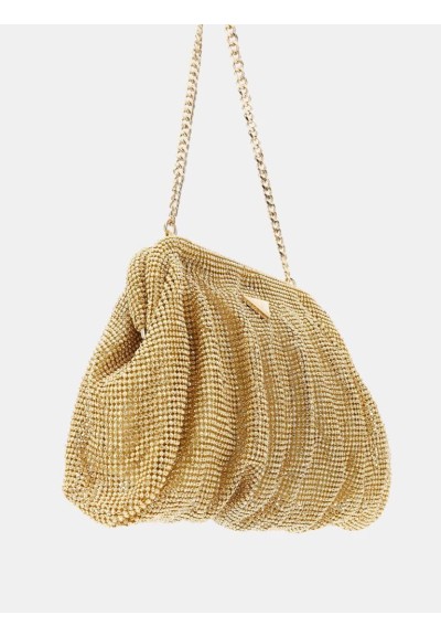 Guess Clutch Zalina Donna in Maglia di Strass con Tracolla Oro Pallido