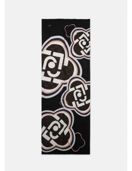 Liu Jo Stola Sciarpa Donna Nera con Logo e Pochette Coordinata  | Mari