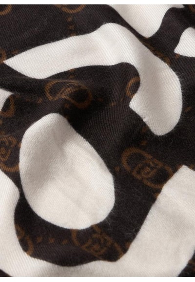 Liu Jo Stola Sciarpa Donna Nera con Logo e Pochette Coordinata  | Mari