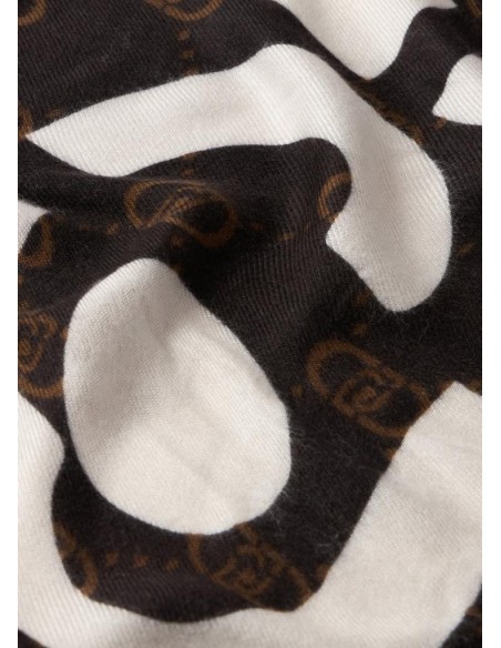 Liu Jo Stola Sciarpa Donna Nera con Logo e Pochette Coordinata  | Mari