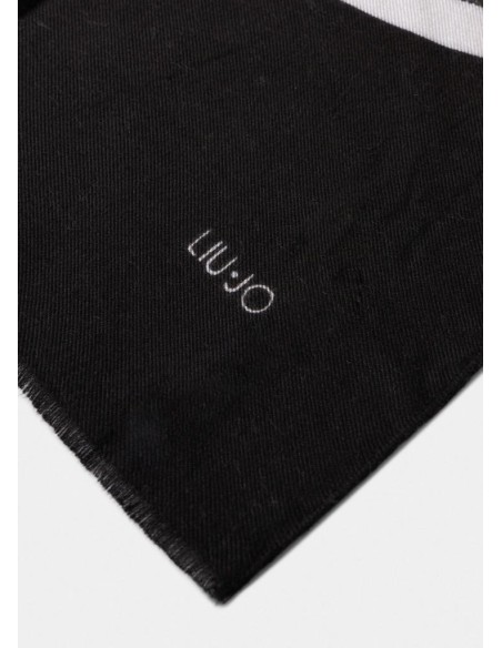 Liu Jo Stola Sciarpa Donna Nera con Logo e Pochette Coordinata  | Mari