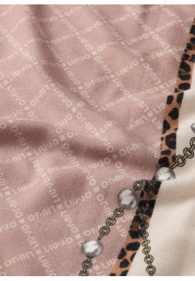 Liu Jo Stola Donna Better Nera Animalier con Logo e Pochette Coordinat