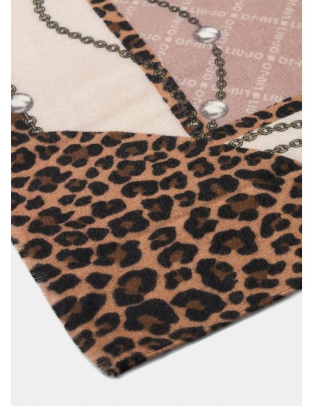 Liu Jo Stola Donna Better Nera Animalier con Logo e Pochette Coordinat