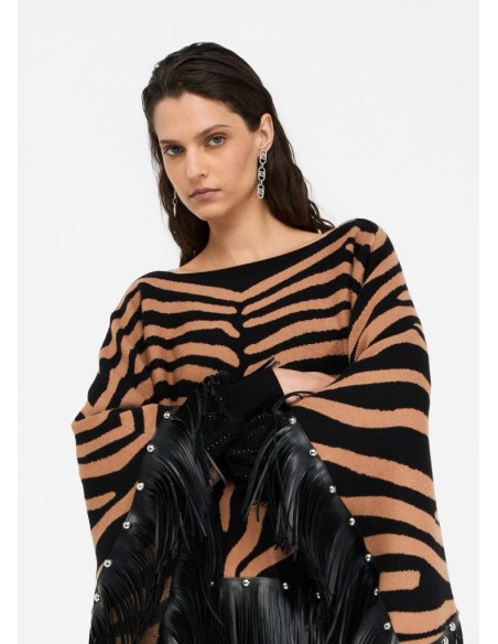 Poncho  Liu Jo con Frange Spalmate, Borchie e Scollo a Barca  | Mariad