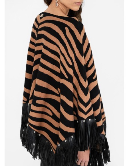 Poncho  Liu Jo con Frange Spalmate, Borchie e Scollo a Barca  | Mariad