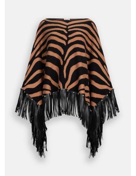 Poncho  Liu Jo con Frange Spalmate, Borchie e Scollo a Barca  | Mariad