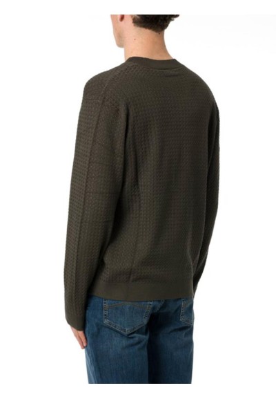 Maglione Uomo Armani Exchange a Righe in Misto Viscosa con Collo Giro 