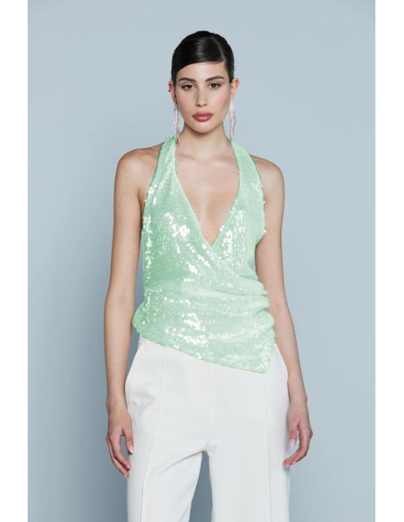  Top BELEM Relish con Paillettes e Scollo Incrociato sulla Schiena