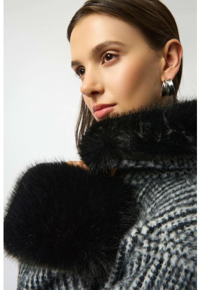 🧥 Cappotto scozzese con pelliccia sintetica Joseph Ribkoff Donna  | M