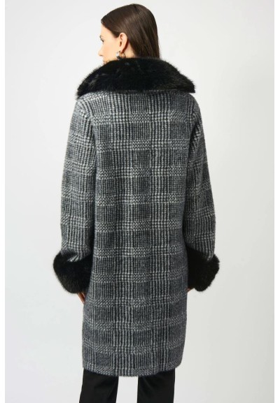 🧥 Cappotto scozzese con pelliccia sintetica Joseph Ribkoff Donna  | M