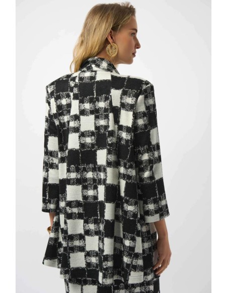 Giacca a trapezio in maglia jacquard Joseph Ribkoff con stampa scozzes