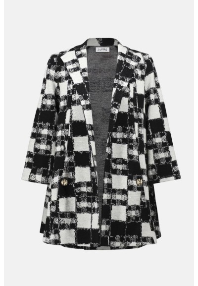 Giacca a trapezio in maglia jacquard Joseph Ribkoff con stampa scozzes