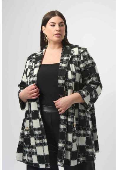 Giacca a trapezio in maglia jacquard Joseph Ribkoff con stampa scozzes