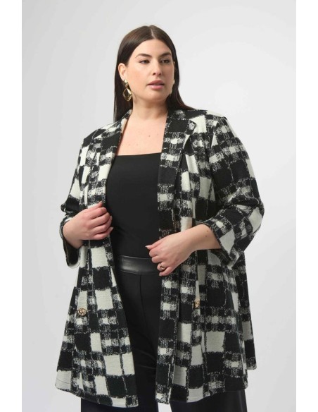 Giacca a trapezio in maglia jacquard Joseph Ribkoff con stampa scozzes
