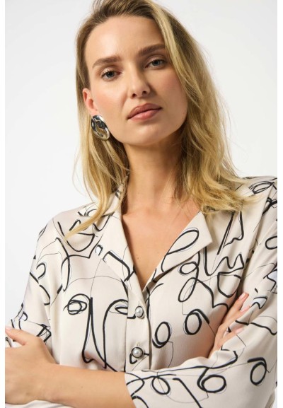 Camicia squadrata Joseph Ribkoff in raso martellato con stampa astratt