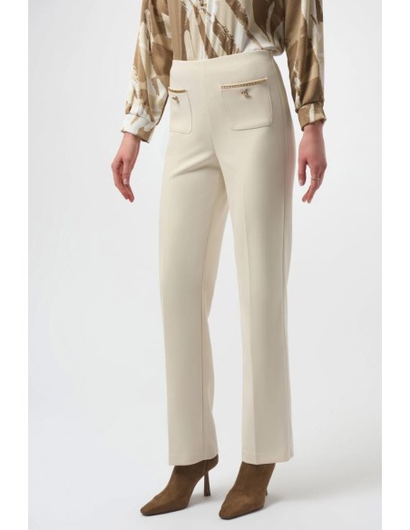 Pantaloni dritti Joseph Ribkoff in crêpe scuba con dettagli dorati  | 